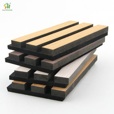 よい価格 Customized 550kg/m3 ~ 880kg/m3 Density Black MDF+Polyester Fiber Acoustic Slat Wall Panel with More than 5 Years Warranty オンライン